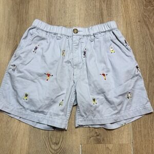 Chubbies Mens Shorts Football Players Embroidered Blue Cotton Chino Sz M 5.5" In